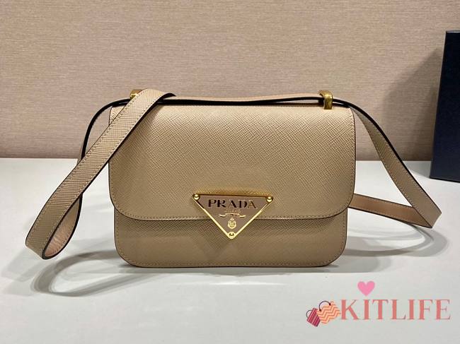 	 Kitlife Prada Saffiano leather shoulder sand beige bag - 1BD320 - 22x15x6cm - 1