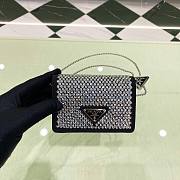 Kitlife Prada Cardholder with shoulder strap and crystals black - 11.5x8cm - 1