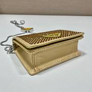 	 Kitlife Prada Cardholder with shoulder strap and crystals platinum - 11.5x8cm - 4