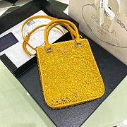 	 Kitlife Prada Small satin tote bag with crystals pineapple yellow - 17.5x5x15cm - 3