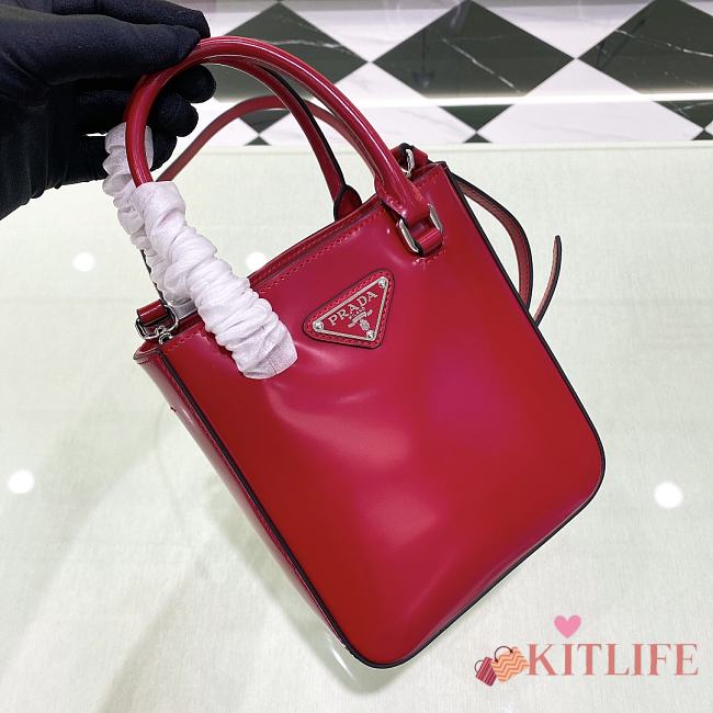Kitlife Prada Small brushed leather tote red - 17.5x15x5cm - 1