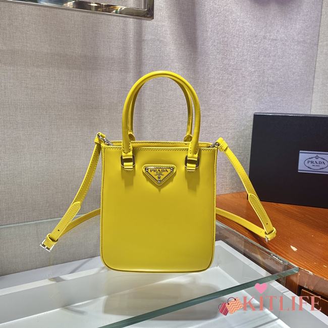 Kitlife Prada Small brushed leather yellow  - 17.5x15x5cm - 1