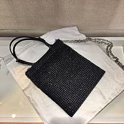 	 Kitlife Prada Rhinestone Handbag Black Silver - 20x18cm - 4