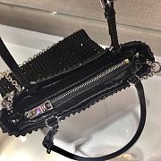 	 Kitlife Prada Rhinestone Handbag Black Silver - 20x18cm - 2