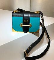 Kitlife Prada Cahier Black and Blue Calfskin Leather Shoulder Bag - 20x14x8.5cm - 1