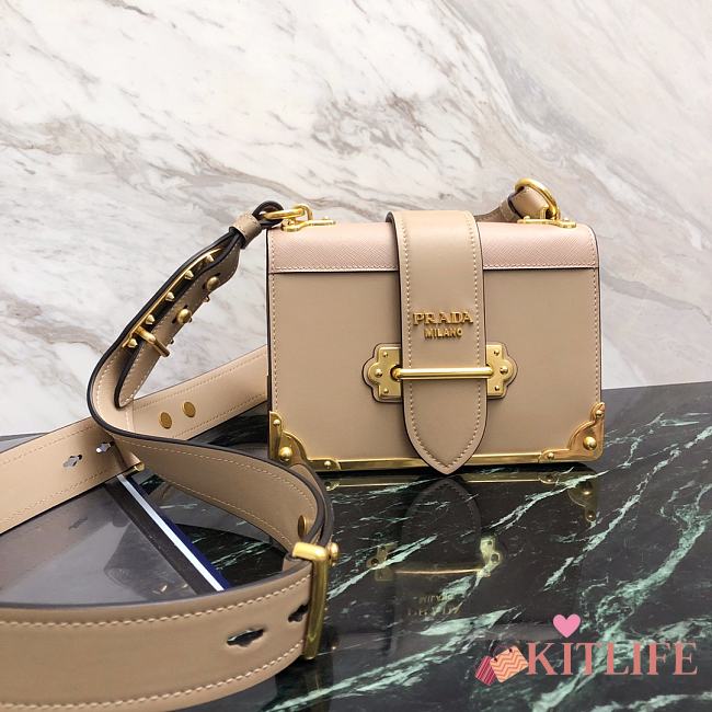 Kitlife Prada Cahier Beige Calfskin Leather Shoulder Bag - 20x14x8.5cm - 1