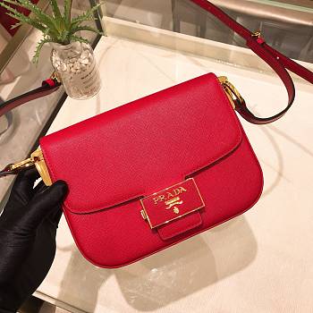 	 Kitlife Prada Embleme Bag In Red Saffiano - 1BD217 - 14*20.5*