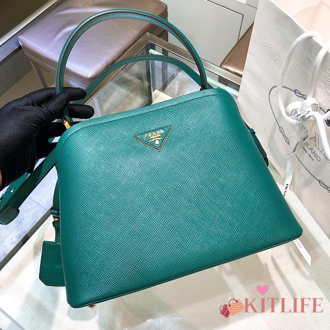 Kitlife Prada Medium Saffiano Leather Prada Matinée Green Bag - 28.5x20.5x12.5cm - 1