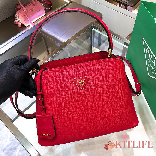 Kitlife Prada Medium Saffiano Leather Prada Matinée Red Bag - 28.5x20.5x12.5cm - 1