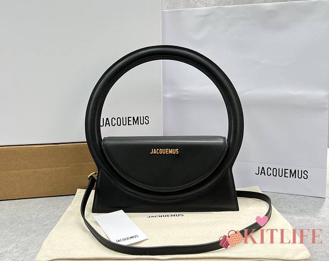 Kitlife Jacquemus Le sac Rond Black Smooth leather - 26x13x6cm - 1