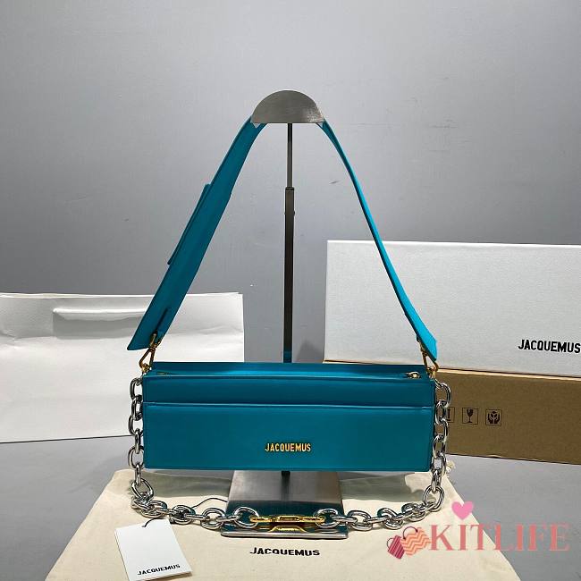 Kitlife Jacquemus Light Blue Le Ciuciu Leather Shoulder Bag - 30x10.5x4.5cm USD 370.00  - 1