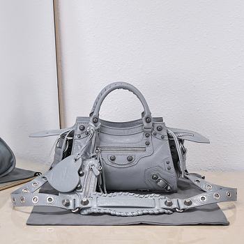 Kitlife Balenciaga NEO CAGOLE XS HANDBAG WITH RHINESTONES GREY - 26x13x18cm