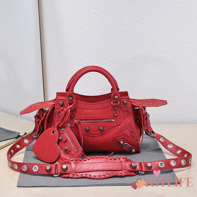 Kitlife Balenciaga NEO CAGOLE XS HANDBAG WITH RHINESTONES RED - 26x13x18cm - 1