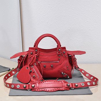 Kitlife Balenciaga NEO CAGOLE XS HANDBAG WITH RHINESTONES RED - 26x13x18cm