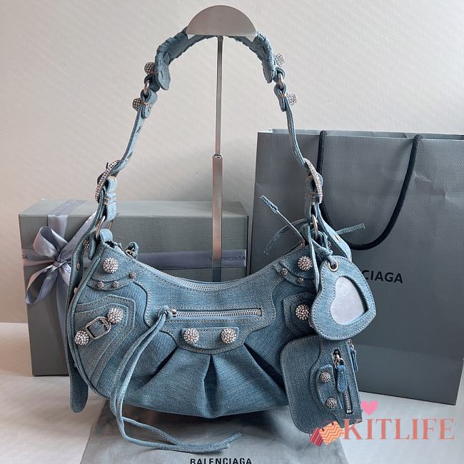 Kitlife Balenciaga Le Cagole Small Shoulder Bag In Denim Light Blue  - 33x16x8 cm - 1