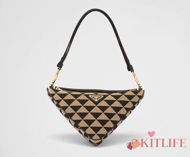Kitlife Prada Symbole leather and fabric mini beige bag - 28x16x13cm - 1