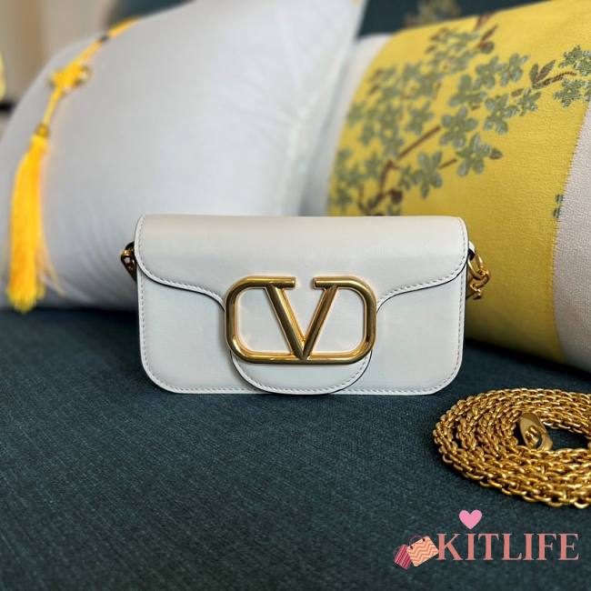 	 KITLIFE VALENTINO LOCÒ SMALL SHOULDER BAG IN WHITE CALFSKIN - W20xH11xD5 cm - 1