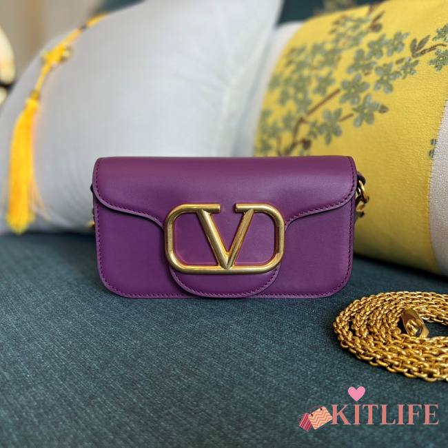 	 KITLIFE VALENTINO LOCÒ SMALL SHOULDER BAG IN PURPLE CALFSKIN - W20xH11xD5 cm - 1