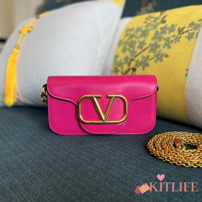 	 KITLIFE VALENTINO LOCÒ SMALL SHOULDER BAG IN PINK CALFSKIN - W20xH11xD5 cm - 1