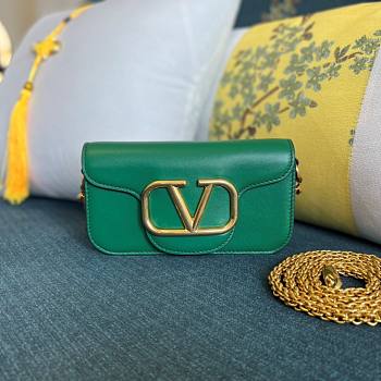 	 KITLIFE VALENTINO LOCÒ SMALL SHOULDER BAG IN GREEN CALFSKIN - W20xH11xD5 cm