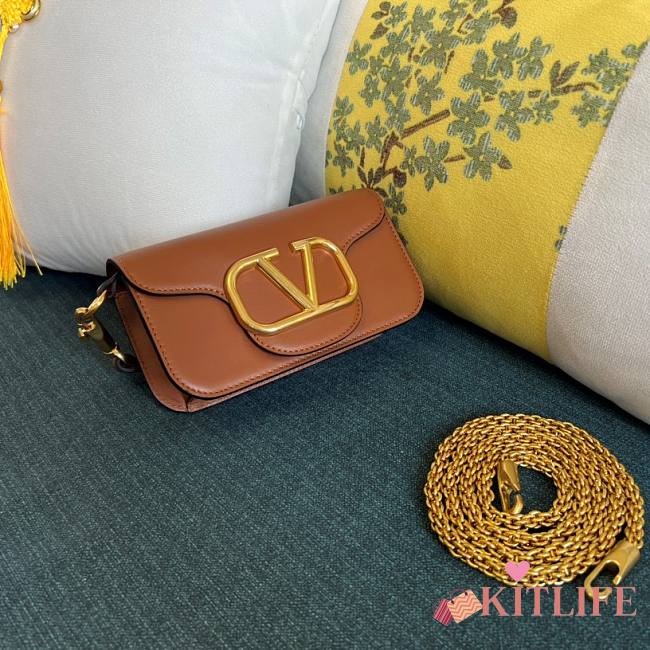 	 KITLIFE VALENTINO LOCÒ SMALL SHOULDER BAG IN BROWN CALFSKIN - W20xH11xD5 cm - 1