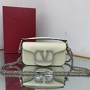 KITLIFE VALENTINO LOCÒ SMALL WHITE SHOULDER BAG WITH JEWEL LOGO - 1