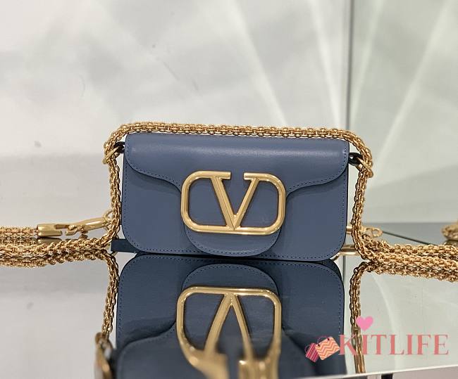 	 KITLIFE VALENTINO LOCÒ SMALL SHOULDER BAG IN ULTRAMARINE CALFSKIN - W20xH11xD5 cm - 1