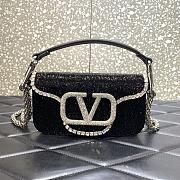 KITLIFE LOCÒ EMBROIDERED SMALL BLACK SHOULDER BAG - W20xH11xD5 cm - 1