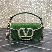 	 KITLIFE LOCÒ EMBROIDERED SMALL GREEN SHOULDER BAG - W20xH11xD5 cm - 1