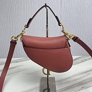 KITLIFE DIOR MINI SADDLE BAG WITH STRAP Red Grained Calfskin - 21 x 18 x 5 cm - 2