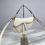 	 KITLIFE DIOR MINI SADDLE BAG WITH STRAP WHITE Grained Calfskin - 21 x 18 x 5 cm - 3