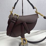 	 KITLIFE DIOR MINI SADDLE BAG WITH STRAP BURGUNDY Grained Calfskin - 21 x 18 x 5 cm - 1