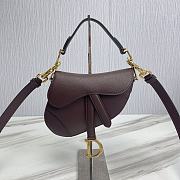 	 KITLIFE DIOR MINI SADDLE BAG WITH STRAP BURGUNDY Grained Calfskin - 21 x 18 x 5 cm - 2