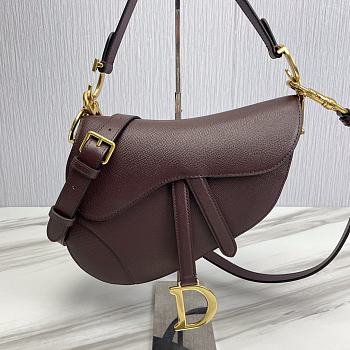 	 KITLIFE DIOR SADDLE BAG WITH STRAP BURGUNDY Grained Calfskin - 25.5 x 20 x 6.5 cm