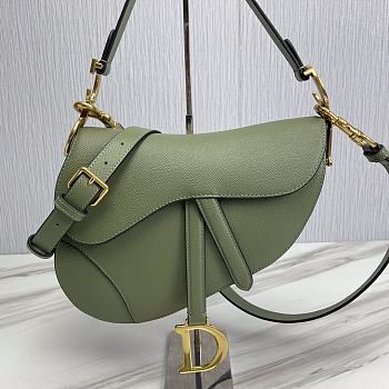 	 KITLIFE DIOR SADDLE BAG WITH STRAP Green Grained Calfskin - 25.5 x 20 x 6.5 cm