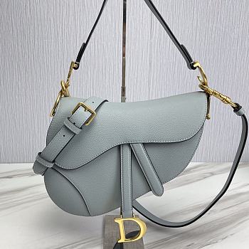 	 KITLIFE DIOR SADDLE BAG WITH STRAP Horizon Blue Grained Calfskin - 25.5 x 20 x 6.5 cm