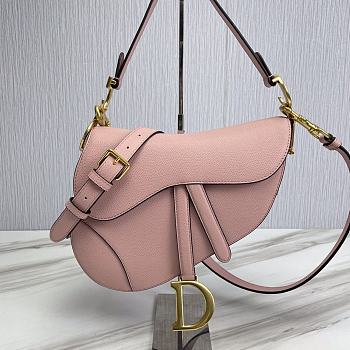 	 KITLIFE DIOR SADDLE BAG WITH STRAP Pink Grained Calfskin - 25.5 x 20 x 6.5 cm