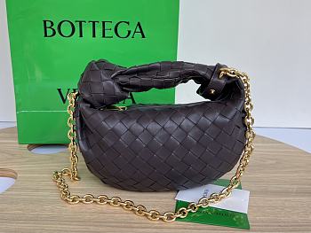 	 Kitlife Bottega Veneta Mini Jodie with chain dark brown - 28x23x8cm