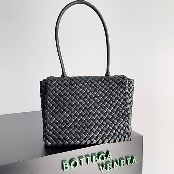 Kitlife Bottega Veneta Patti Top Handle Black Bag - 24x20x12cm