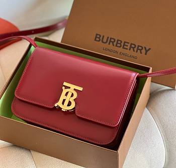 Kitlife Burberry TB Smooth Leather Red Bag - 21x16x6cm