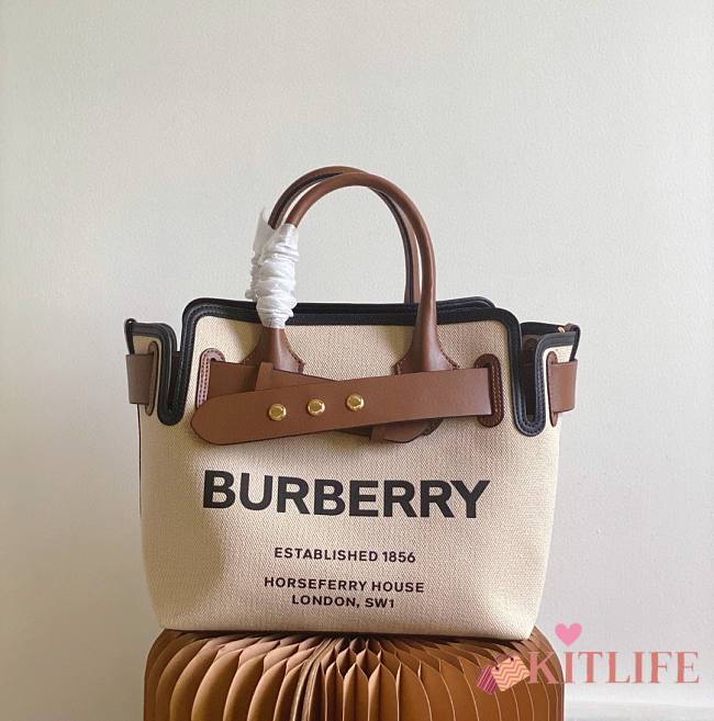 Kitlife Burberry Belt Bag Small Canvas & Leather Tote - 28cm - 1