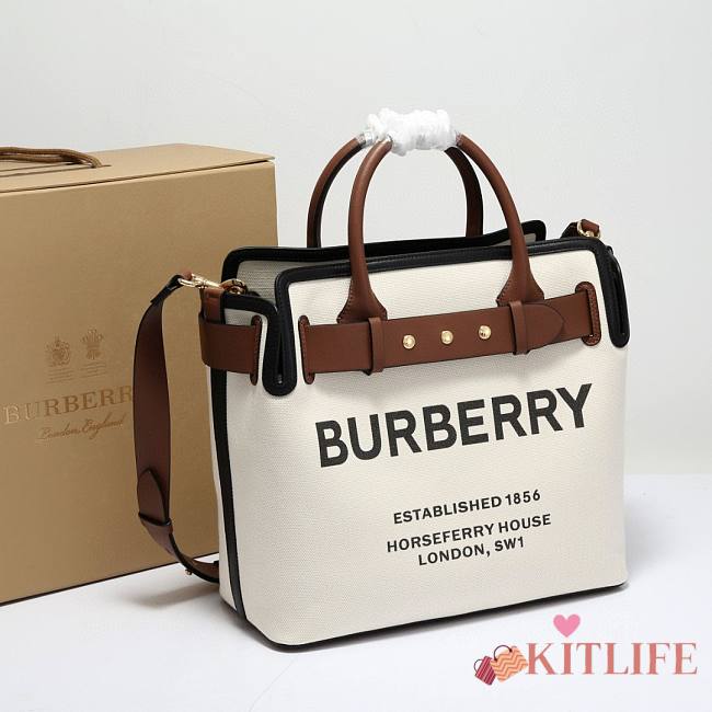 Kitlife Burberry Belt Bag Medium Canvas & Leather Tote - 33cm - 1