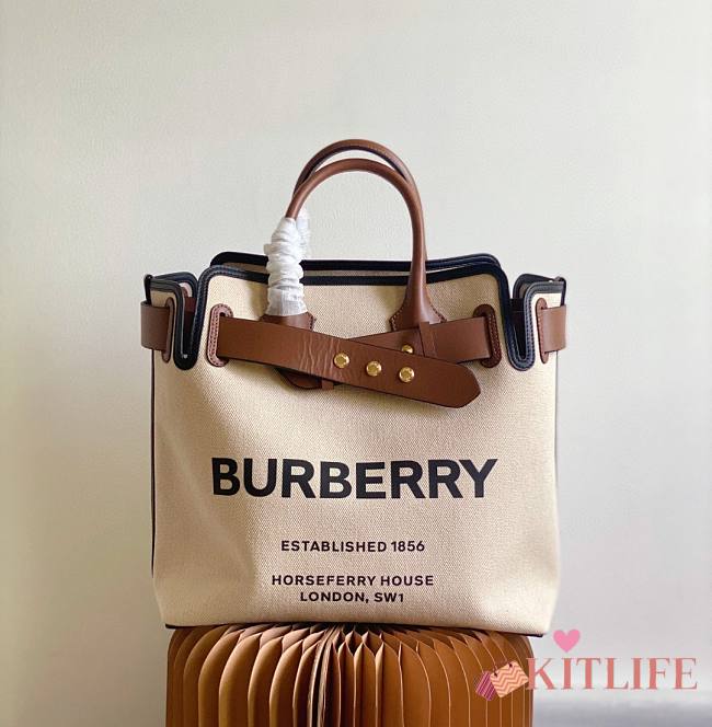 Kitlife Burberry Belt Bag Large Canvas & Leather Tote - 33cm - 1