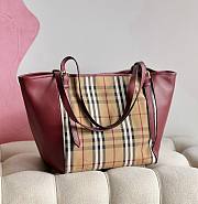 Kitlife Burberry horseferry check small canterbury bordeaux tote - 27*17*26cm - 1