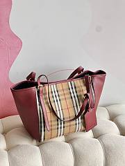 Kitlife Burberry horseferry check small canterbury bordeaux tote - 27*17*26cm - 5