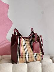 Kitlife Burberry horseferry check small canterbury bordeaux tote - 27*17*26cm - 4