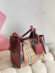 Kitlife Burberry horseferry check small canterbury bordeaux tote - 27*17*26cm - 2