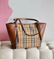 Kitlife Burberry horseferry check small canterbury brown tote - 27*17*26cm - 1