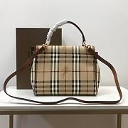 Kitlife Burberry Nova Check Top Handle Kelly Beige Coated Canvas Satchel - 25*20*8cm - 5