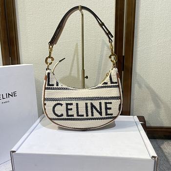 KITLIFE CELINE MEDIUM AVA STRAP BAG IN TEXTILE WITH CELINE ALL-OVER AND CALFSKIN WHITE / BLACK - 23 X 13.5 X 6 CM